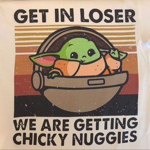 Chicky Nuggies Baby Yoda White Graphic Tee Small